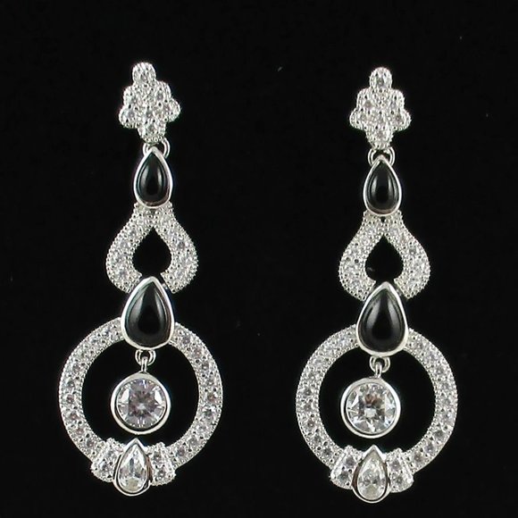 Xavier Absolute & Black Agate Drop Earrings - Picture 1 of 4